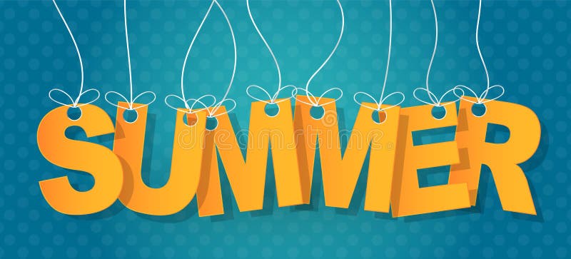 Tipografia do texto do verão Letras que haning em uma corda em um fundo azul Ilustra??o do vetor ilustração stock Tipografia do texto do verão Letras que haning em uma corda em um fundo azul Ilustra??o do vetor ilustração stock
