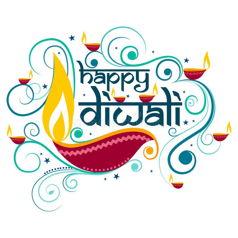 Tipografia feliz de Diwali no estilo da caligrafia para o festival da Índia ilustração stock Tipografia feliz de Diwali no estilo da caligrafia para o festival da Índia ilustração stock