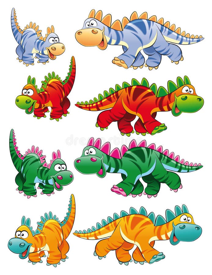 Tipos de dinossauros ilustração stock Tipos de dinossauros ilustração stock