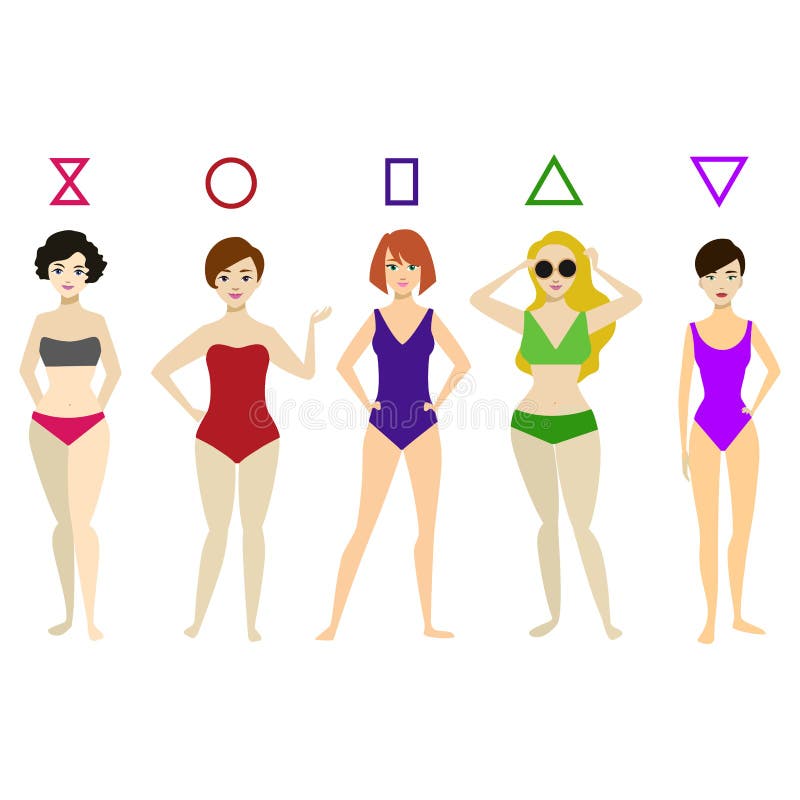 Tipos de la forma del cuerpo de la mujer de la historieta diversos fijados Vector ilustración del vector Tipos de la forma del cuerpo de la mujer de la historieta diversos fijados Vector ilustración del vector