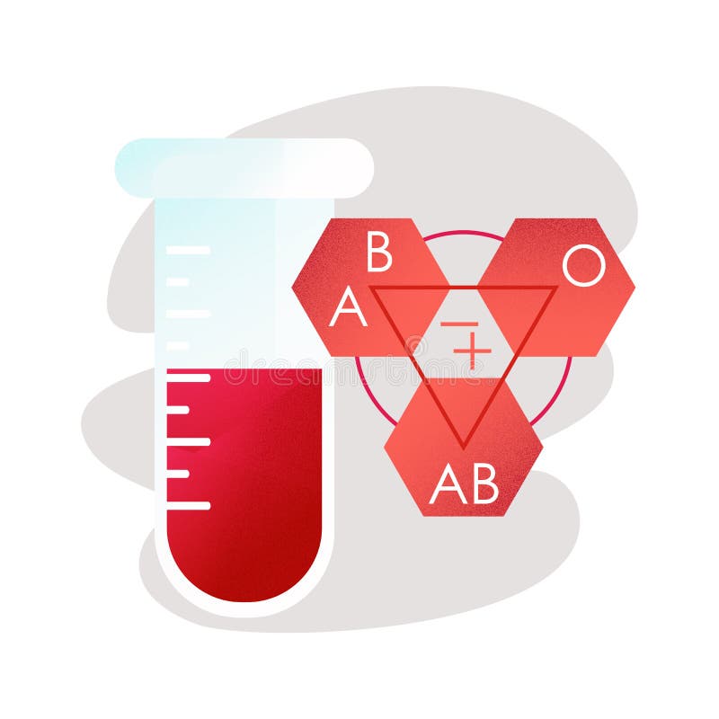 Tipos de sangre Tubo de prueba con sangre ilustración del vector Tipos de sangre Tubo de prueba con sangre ilustración del vector