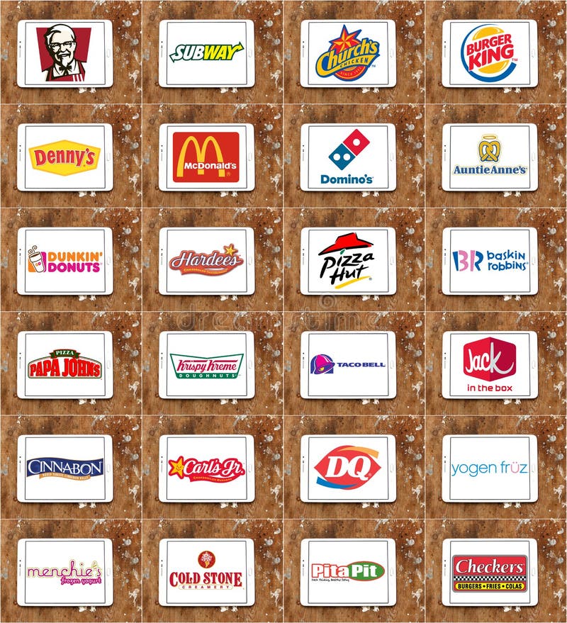 Tipos e logotipos de concessões superiores do alimento