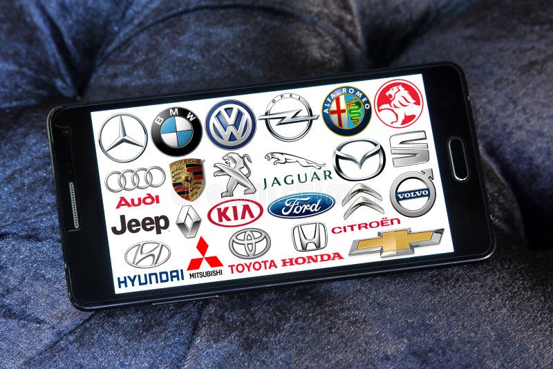 Collection of the famous car brands and logos on samsung mobile phone a5. Brands like mercedes , volkswagen , bmw , toyota , ford , audi , jeep , jaguar , kia , hyundai. Collection of the famous car brands and logos on samsung mobile phone a5. Brands like mercedes , volkswagen , bmw , toyota , ford , audi , jeep , jaguar , kia , hyundai