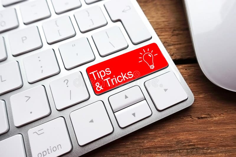 Tips and tricks as helpful information on computer keyboard enter button royalty free stock photo