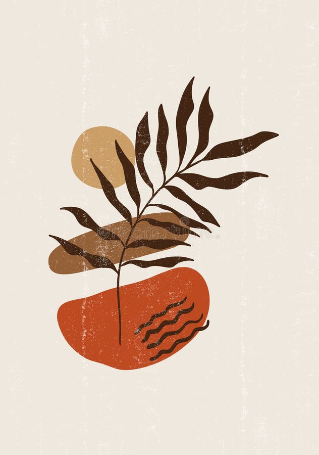 Tipărire botanică boho-minimalistă tipăribilă stock illustration