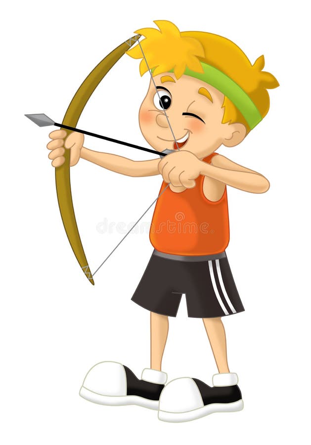 Enfant Garçon Faisant Illustration De Sport De Tir à L'arc