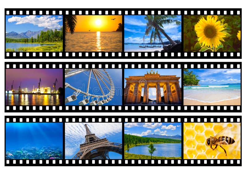 Tira do filme das fotos ou das imagens do curso isolada fotos de stock Tira do filme das fotos ou das imagens do curso isolada fotos de stock