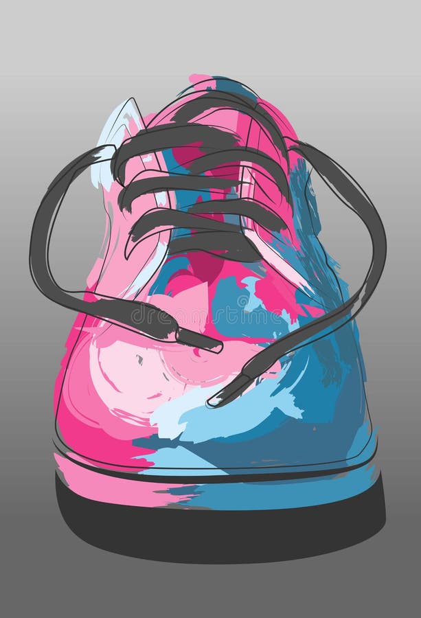 Digital illustration shoe painted with splashes of color. Digital illustration shoe painted with splashes of color