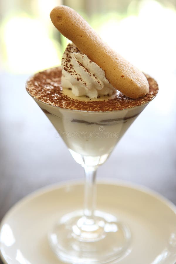 Tiramisu on glass stock image. Image of dessert, light 23249377