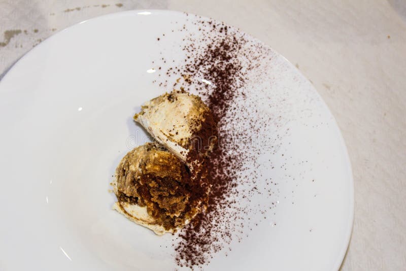 Tiramisu szczegółu szczegółu tła Karmowy tło obrazy stock