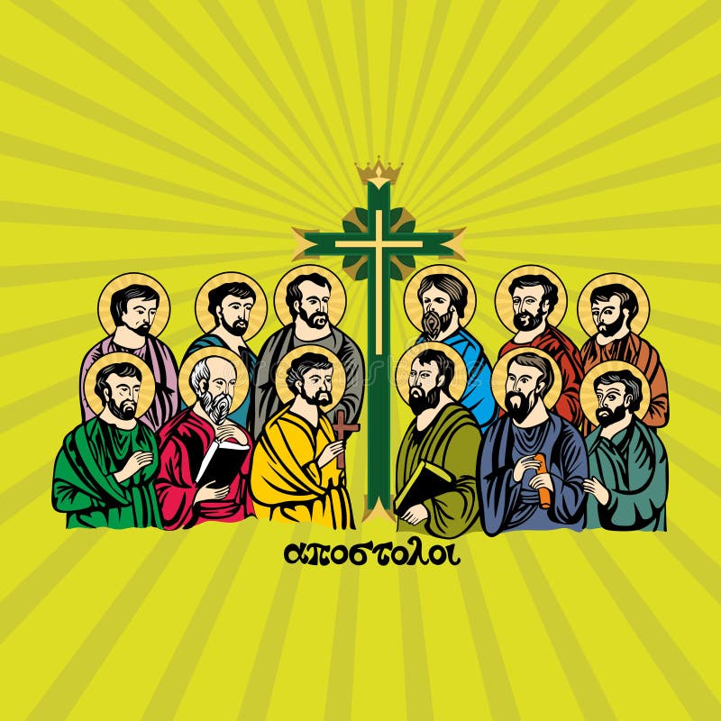 Desenhar os doze apóstolos de Jesus Cristo ilustração do vetor
