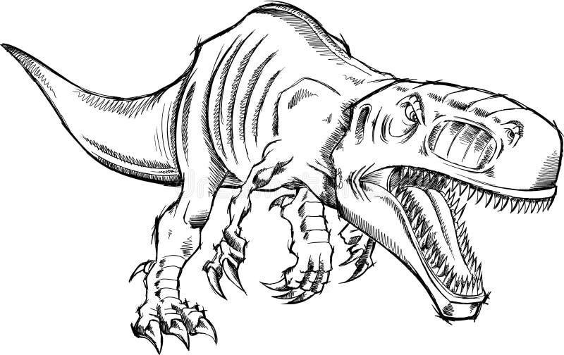 T Rex Dinosaur Esboço Do Lápis Do Desenho Do Dinossauro Ilustração do Vetor  - Ilustração de restos, extinto: 77045769