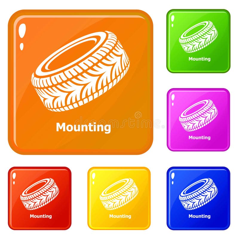 Tire Icons Set 9 Color Collection Stock Vector Illustration of