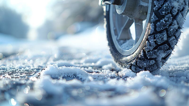 A tire on a snowy surface. royalty free stock photo