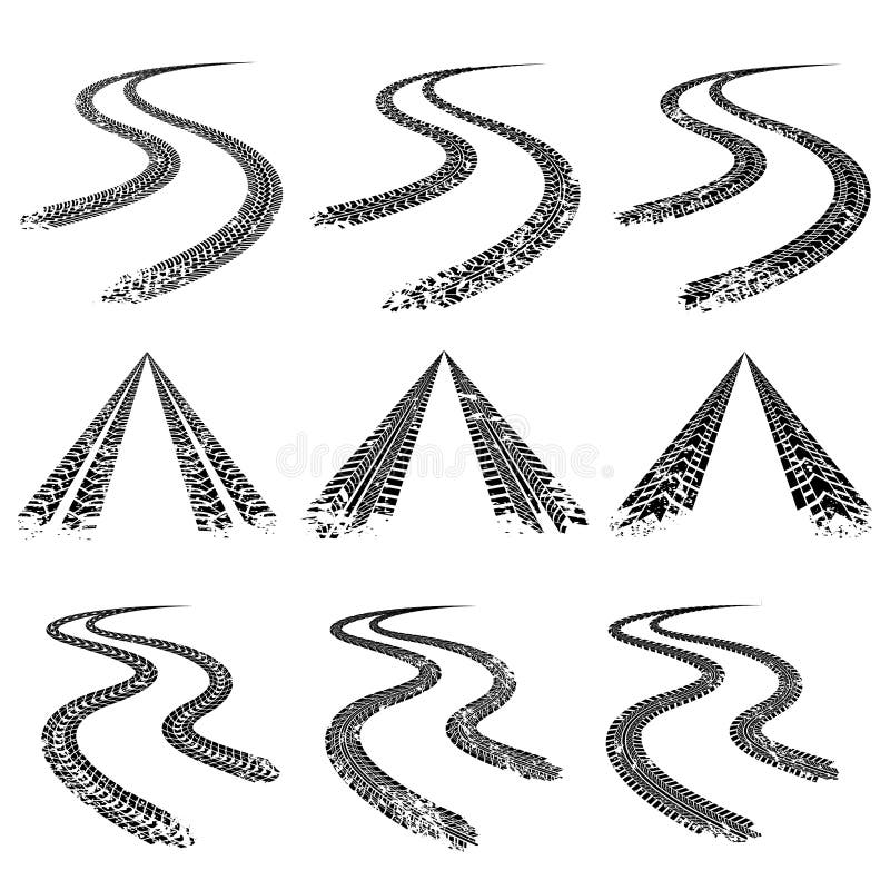 Tire trace road. Vector collection vector illustration Tire trace road. Vector collection vector illustration