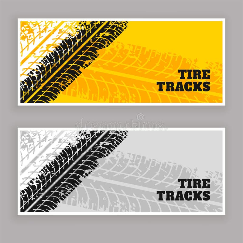 Tire tracks banners grunge background.