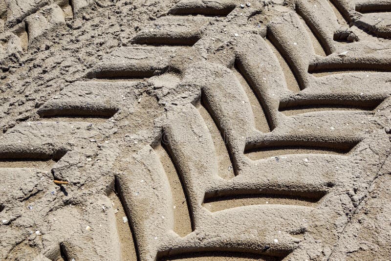 Tire Tread Footprints of a Tractor on the Sand Stock Image Image of