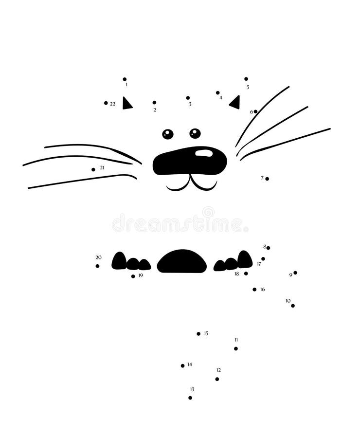 Jogo Ponto a Ponto Com Gata Ou Gatinho Cinza De Desenho Animado Fofo.  Conecte Os Pontos Por Números E Termine O Gato De Desenho. J Ilustração do  Vetor - Ilustração de labirinto