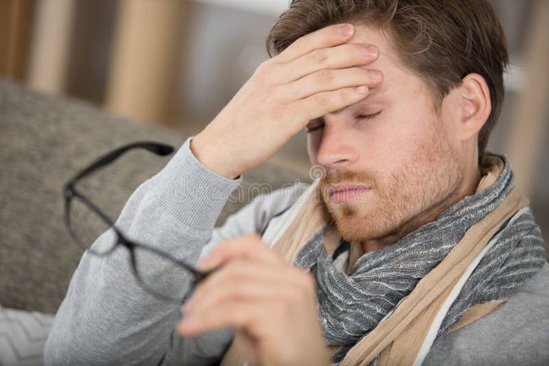 Tired Man Suffering from Dry Eyes Syndrome Stock Image Image of