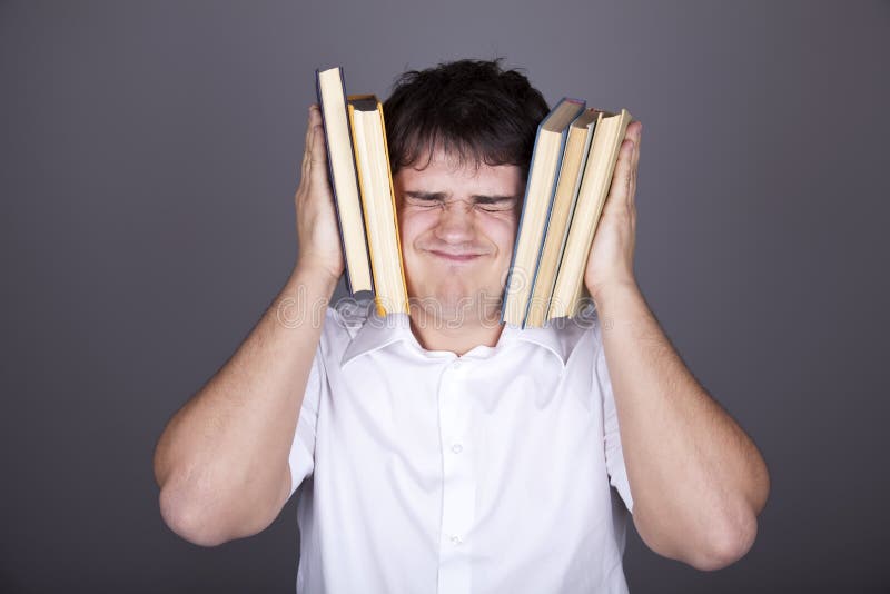 Tired men with books.