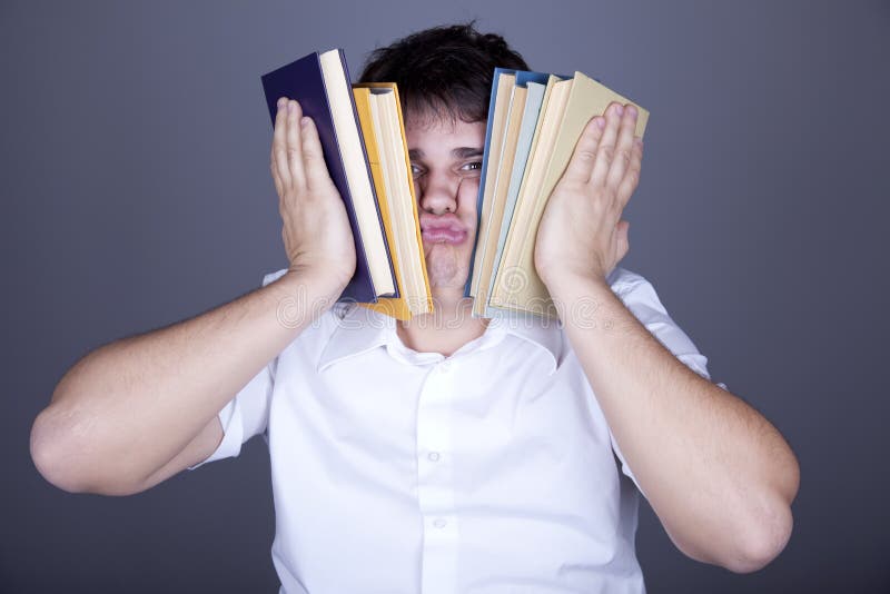 Tired men with books.