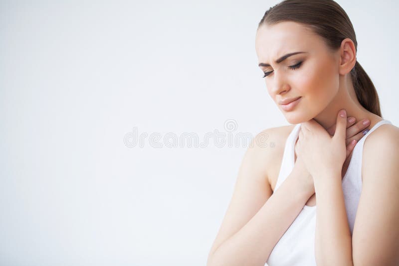 Tired Neck Beautiful Woman Suffering From Pain Painful Feeling Stock Photo Image Of Concept