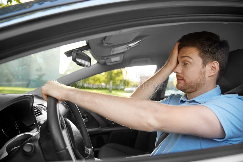 Tired Sleepy Man Or Driver Driving Car Stock Image Image Of Inside Sleepy 160099971