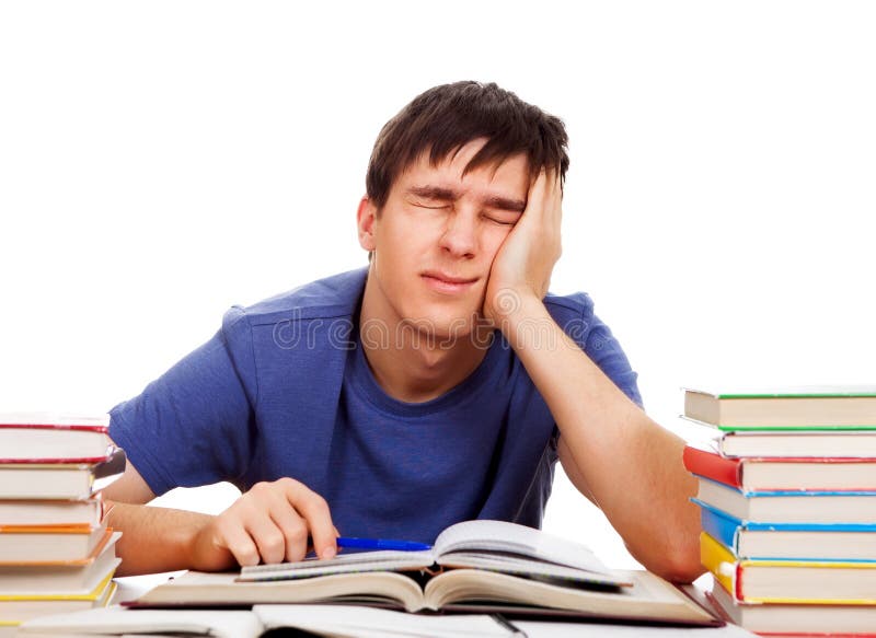Tired Student with a Books royalty free stock image