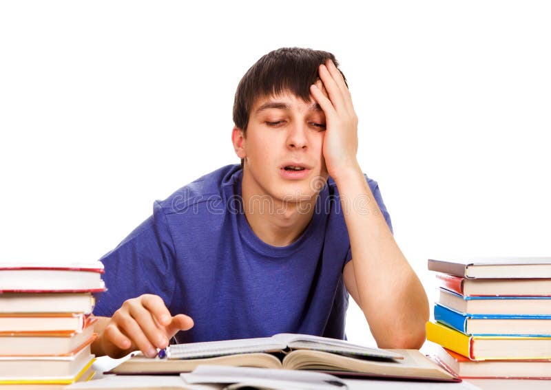Tired Student with the Books royalty free stock image