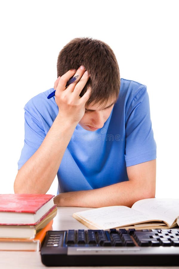 Tired Student with a Books stock images