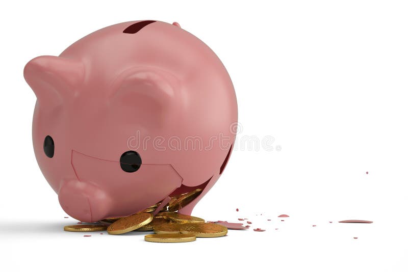 Tirelire cassée avec des pièces de monnaie du dollar illustration 3D illustration libre de droits Tirelire cassée avec des pièces de monnaie du dollar illustration 3D illustration libre de droits