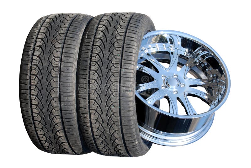 Tires And Chrome Wheel stock photo