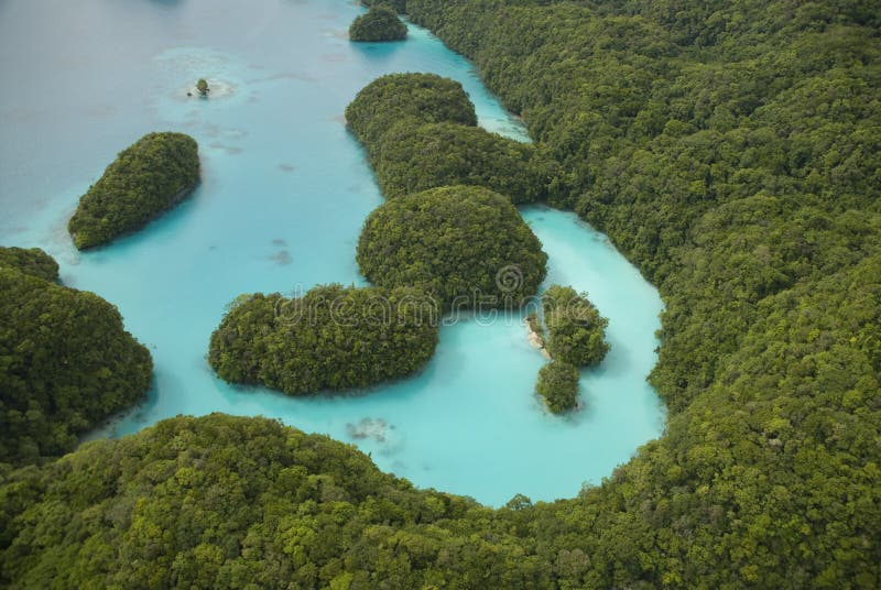 Vista aérea da lagoa da Via Láctea, Palau imagem de stock