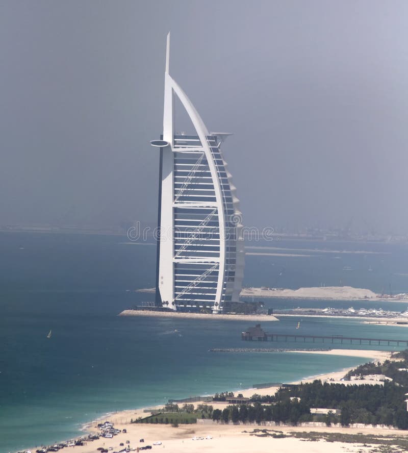 Vista aérea do Burj Al Arab imagem de stock