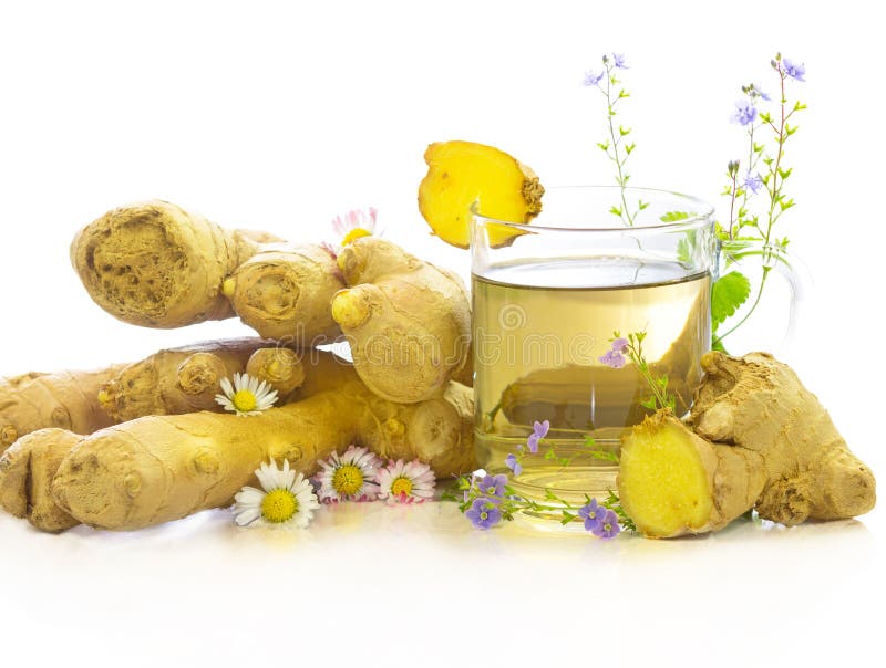 Tisane savoureuse de gingembre et des herbes frais photos libres de droits