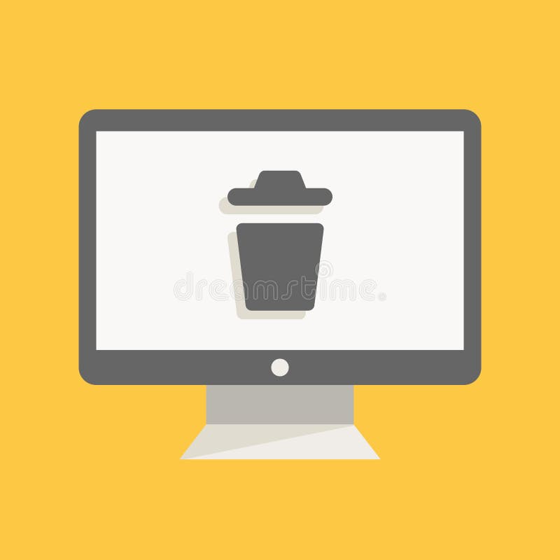 Tischplattenmonitorvektorillustration mit Gang innerhalb er Ikonen-Entwurf elementDesktop des Computermanagements überwachen flac lizenzfreie abbildung