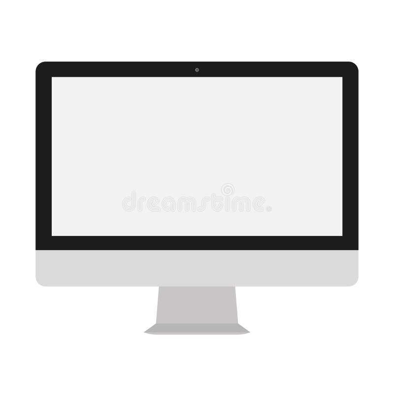 Tischrechner mit grauem Schirmvektor eps10 Moderner Flachbildschirmcomputermonitor Tischplattentabelle Computer lizenzfreie abbildung