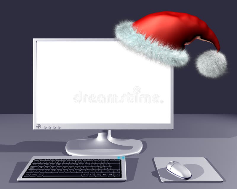 Tischrechner mit Weihnachtshut vektor abbildung
