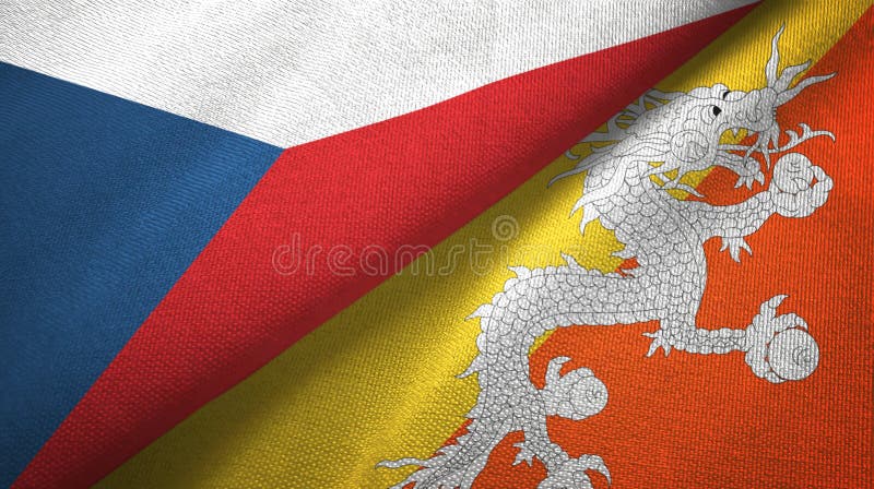 Tissu de textile de drapeaux de République Tchèque et du Bhutan deux, texture de tissu illustration stock Tissu de textile de drapeaux de République Tchèque et du Bhutan deux, texture de tissu illustration stock