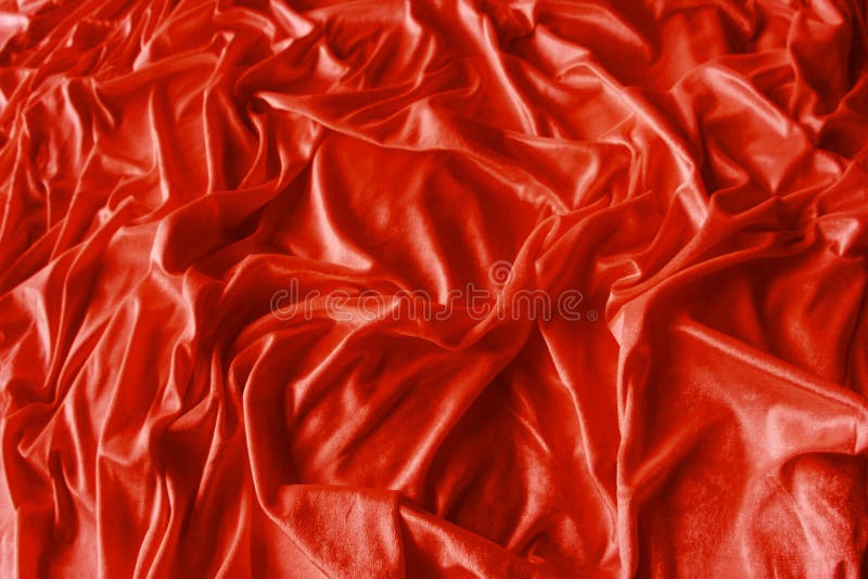Red wrinkled silk fabric background. Red wrinkled silk fabric background
