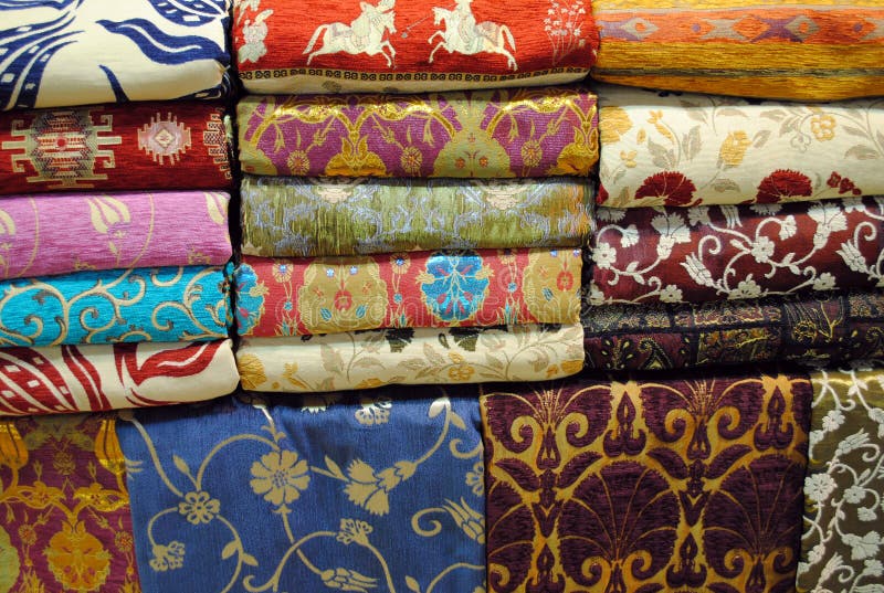 Tissus au bazar grand image stock Tissus au bazar grand image stock