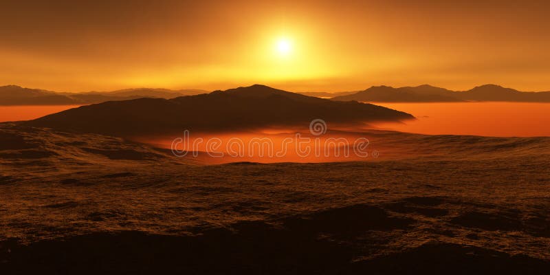 Titan La Plus Grande Lune De Saturn Avec L Atmosphere Paysage Exterieur De Titan Evaporation Des Lacs D Hydrocarbure Illustration Stock Illustration Du Science Lune