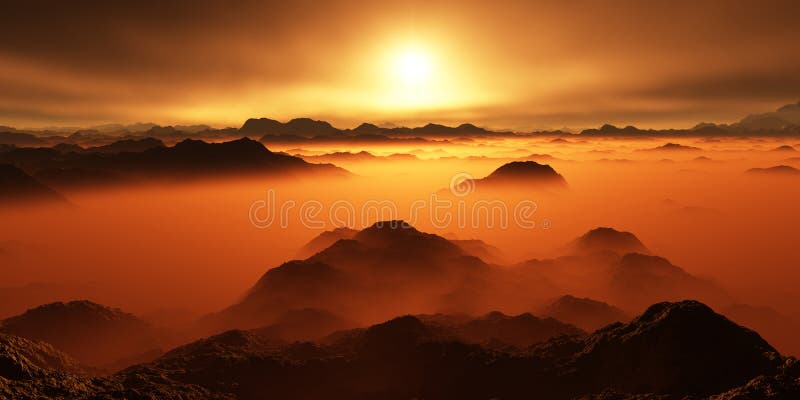 Titan La Plus Grande Lune De Saturn Avec L Atmosphere Paysage Exterieur De Titan Evaporation Des Lacs D Hydrocarbure Illustration Stock Illustration Du Horizontal Ciel