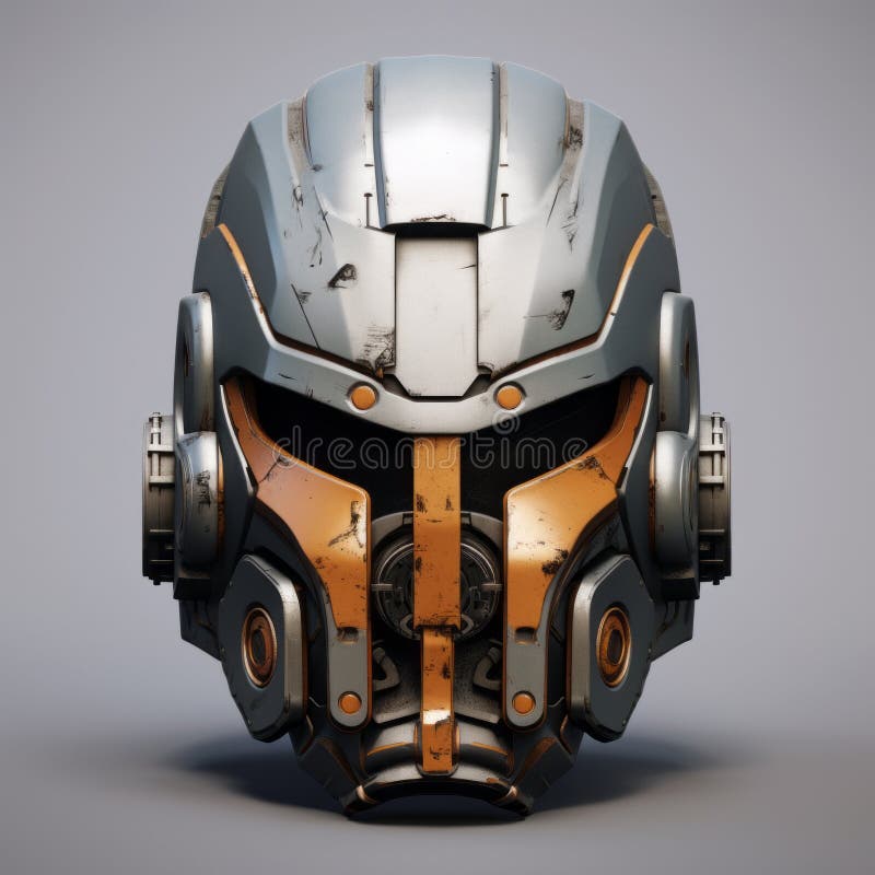 Titan Sci-Fi Roboter Helmdesign realistisch und hyperdetailliert 3D-Rendering stock abbildung