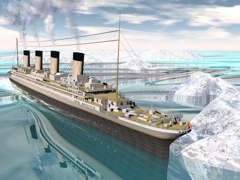 Titanic ship - 3D render stock illustration. Illustration 