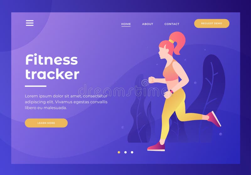 Titel für Website mit Bild des athletischen Mädchens auf Lauf mit Verfolger Herz Übungen vektor abbildung Titel für Website mit Bild des athletischen Mädchens auf Lauf mit Verfolger Herz Übungen vektor abbildung