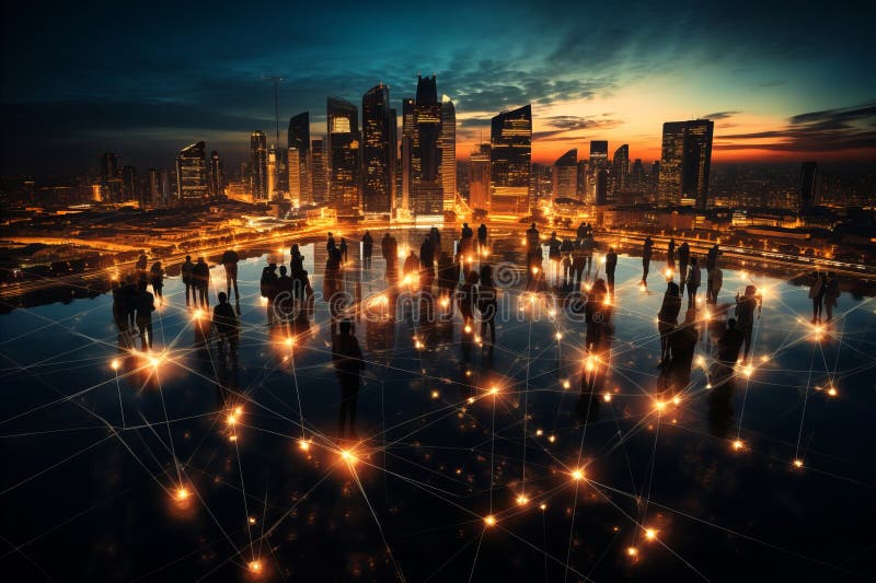 Title. Global Business Networking. Analysis, Data Exchange, HR Recruitment, Customer Service vector illustration