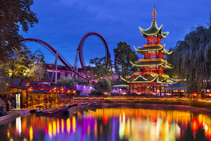 COPENHAGEN - SEPTEMBER 15: Tivoli Gardens September 15, 2013 in Copenhagen, Denmark. The amusement park is the second oldest in the world.