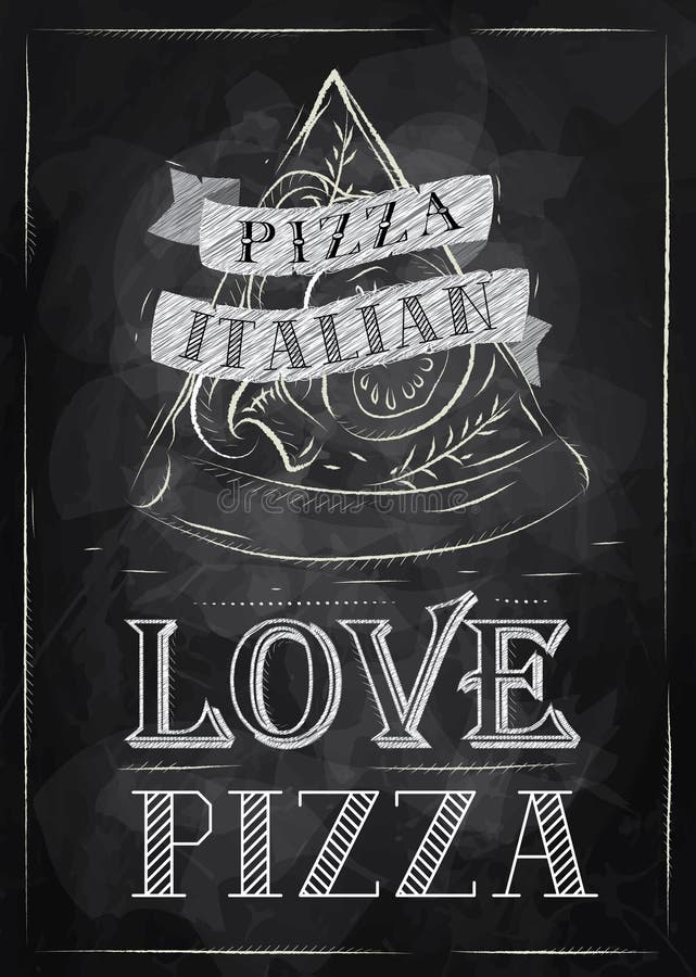 Tiza de la pizza del cartel stock de ilustración Tiza de la pizza del cartel stock de ilustración