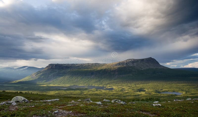 Tjahkelij Table Mountain in northern Sweden stock photos